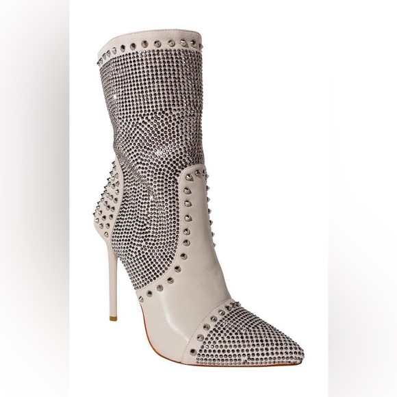 Carol Elegant Rhinestone Studded Ankle Boots - Picture 3 of 5